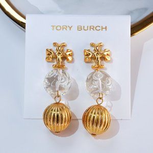 Tory Burch Roxanne Double Drop Earring in Tory Gold (18K Gold Plating) (NWT)